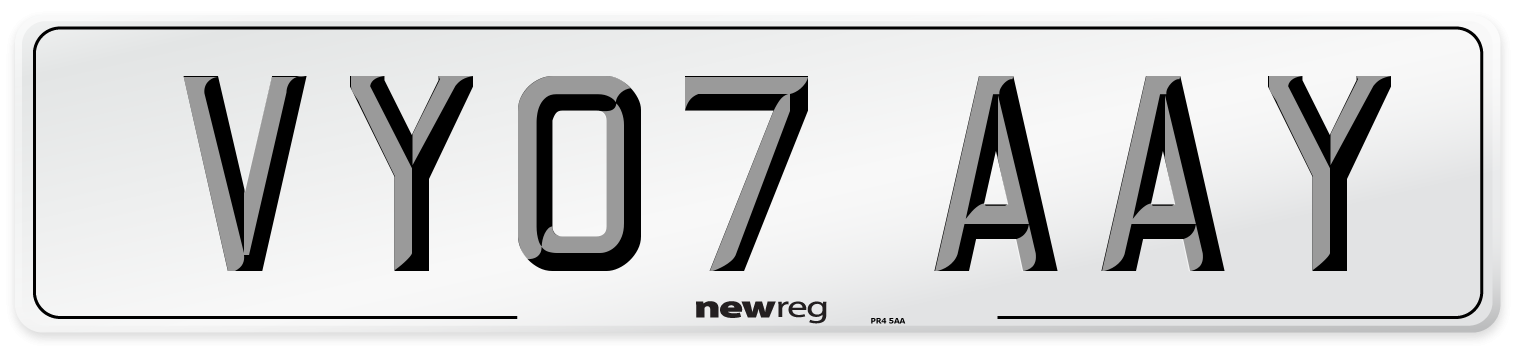 VY07 AAY Number Plate from New Reg